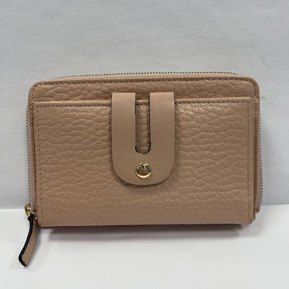 Made in India Beige Leather Compact Wallet w/ Pockets Galore! - Preowned - Picture 1 of 10